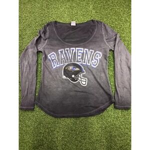 NFL Team Apparel Shirt Womens Large Gray Baltimore Ravens American Football Team